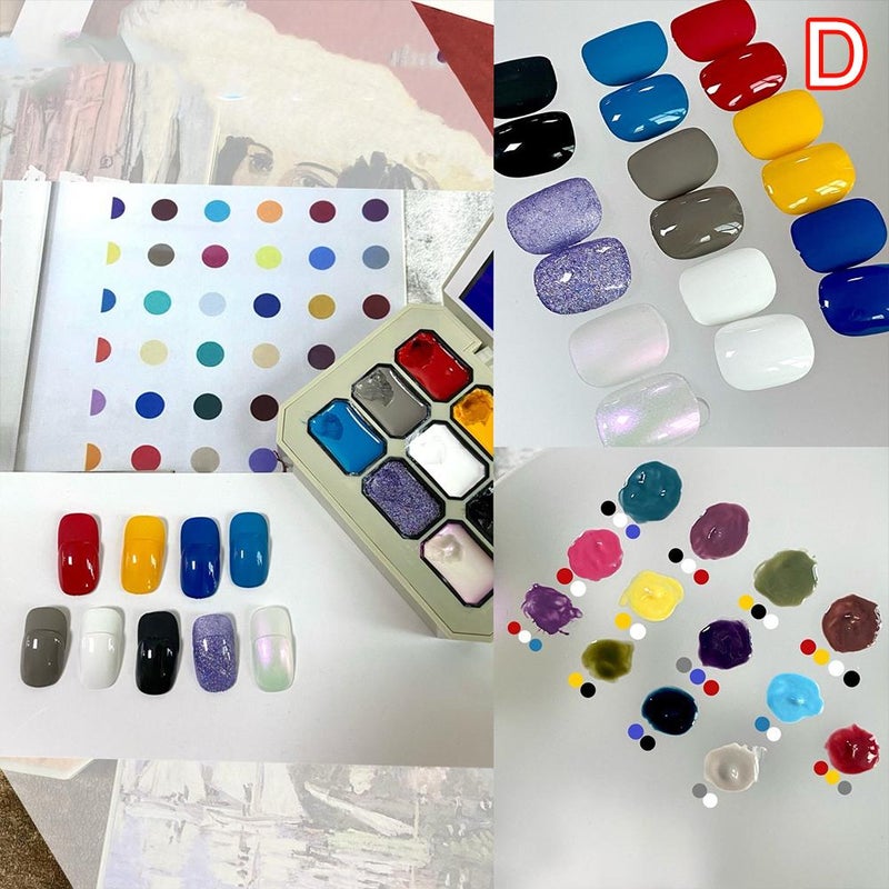 Solid nail polish set, 9-color solid nail polish in 9-grid layout.